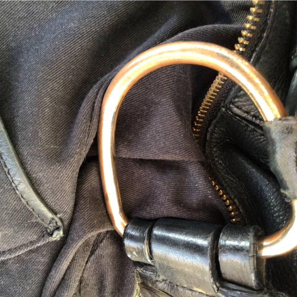 Ann Taylor Black Leather Studded Large Hobo Shoulder Bag